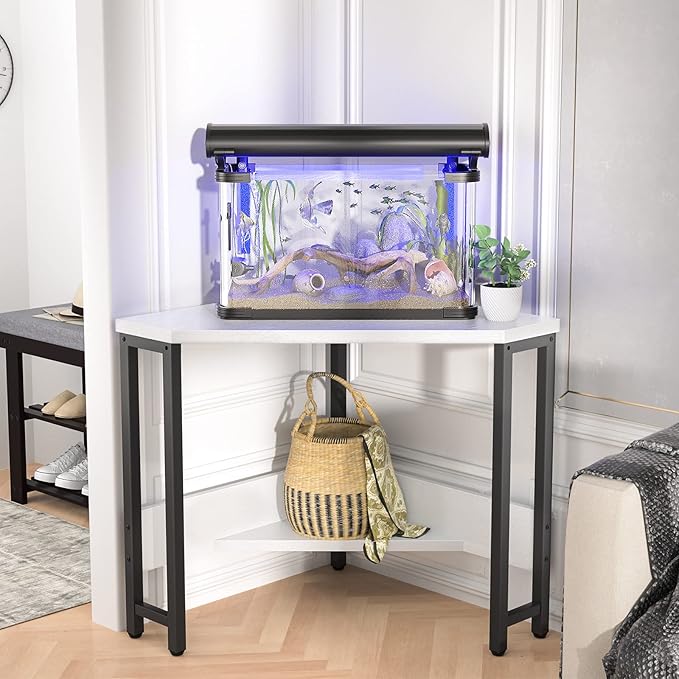Armocity Corner Desk Small Desk with Outlets Corner Table for Small Space, Computer Desk with USB Ports Triangle Desk with Storage for Home Office, Workstation, Living Room, Bedroom, White