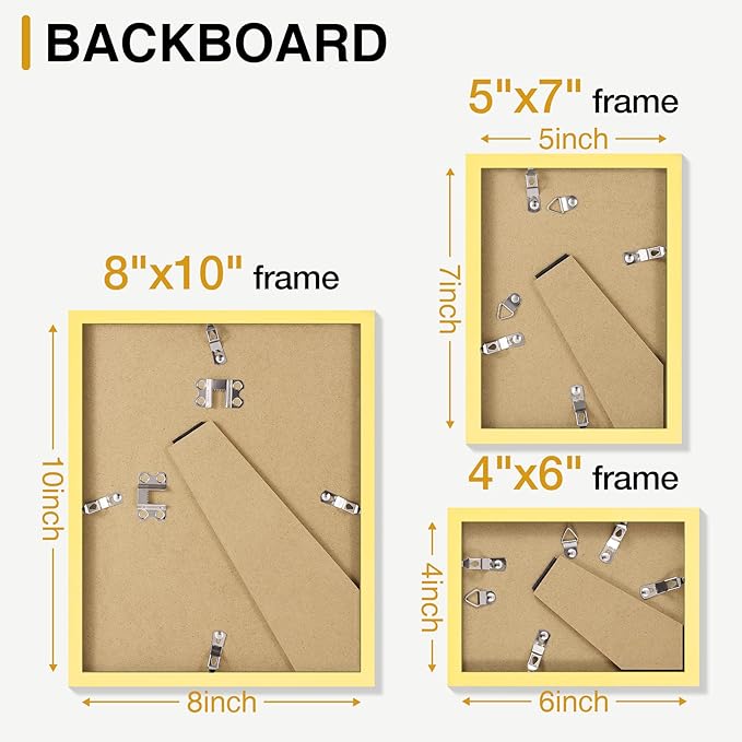 decorUhome Picture Frames Collage Wall Decor for Photo Gallery Display, Assorted Picture Frames set of 10 Including Two 8x10 / Four 5x7 / Four 4x6 for Family Wall Decor, Natural, 10 Pack