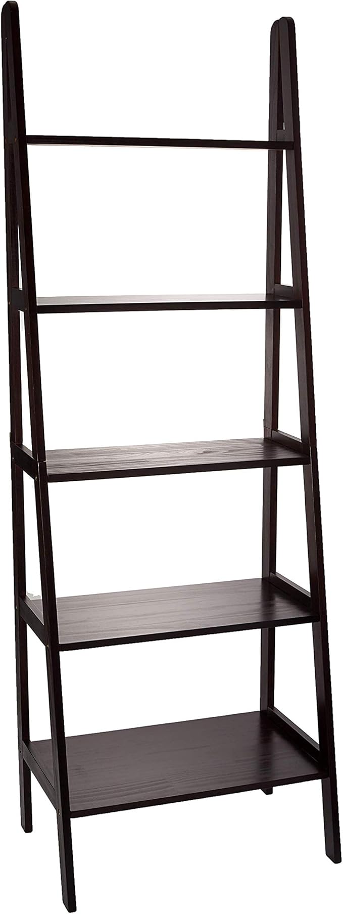 Casual Home 100% Solid Wood 5-Shelf Ladder Bookcase, Standard, 72"H, Espresso