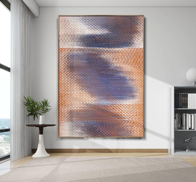 BrightA Blue and Orange Large Modern Wall Art Big Wall Art Large Wall Decor for Living Room Bedroom Hallway Living Room Wall Decor 67"x98.4"