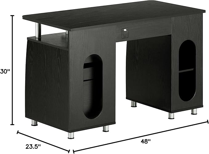 Techni Mobili 47.25" Ergonomic Computer Writing Desk with Drawers, File Cabinet and Storage for Home Office, Espresso