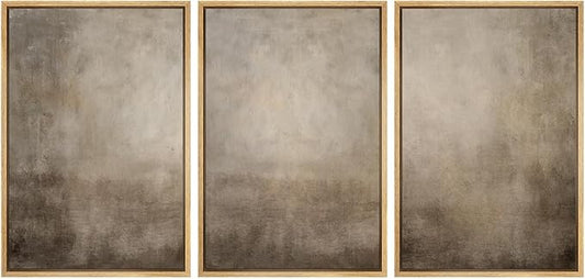 MUDECOR Framed Wall Art Print Set Neutral Abstract Landscape Illustrations Modern Art Boho Decorative Colorful for Living Room, Bedroom, Office - 24"x36"x3 Natural