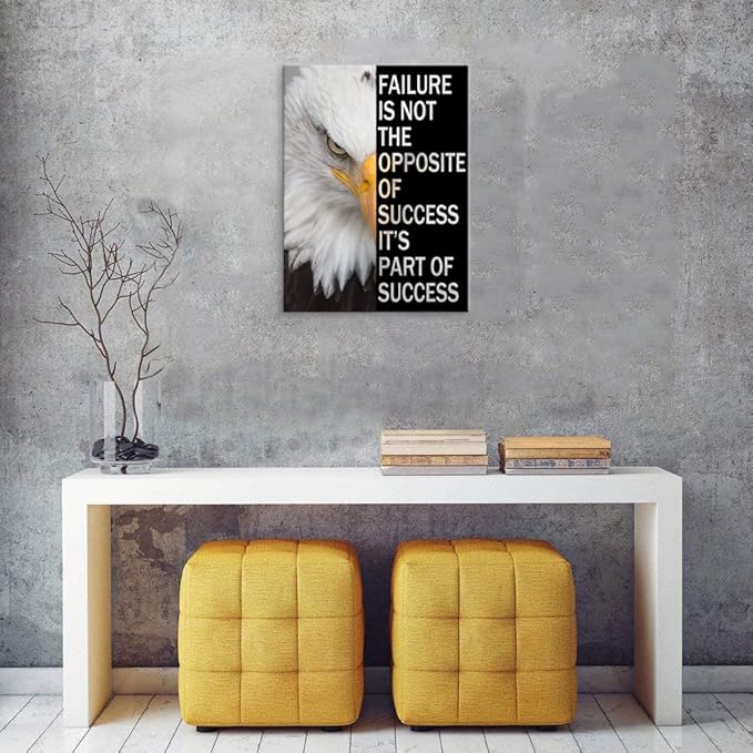 WYJZDZQ8 Inspirational Wall Art Motivational Entrepreneur Quotes Poster Canvas Print Art Eagle Animal Picture Office Wall Decor for Living Room Bedroom Decoration Framed Ready to Hang[18" W x 24" H]