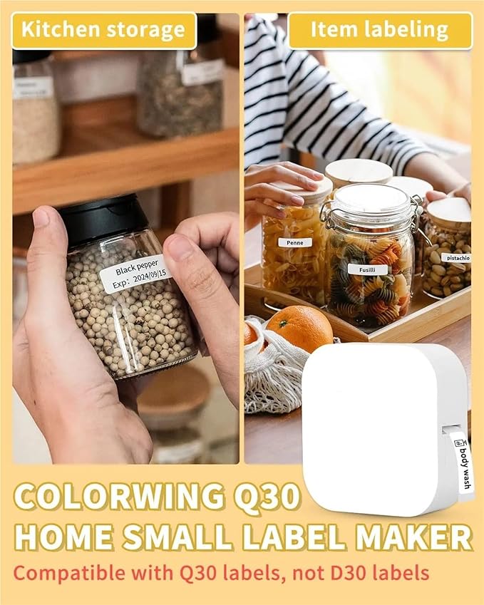 Label Printer, Q30 Paper Sticker Wireless Label Printer Pocket Handheld Thermal Price Marker Home Office Use(Pink Q30 Printer)