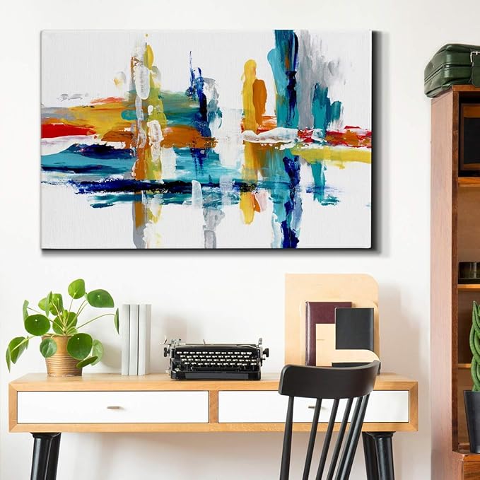 Landscape Wall Art Premium Gallery Wrapped Canvas Abstract Ocean Forest Modern Artwork Decoration for Living Room Kitchen Bathroom Office, Ready to Hang
