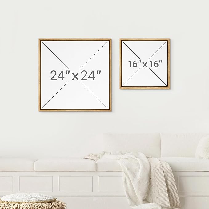 SIGNWIN Framed Canvas Print Wall Art Retro Geometric Grunge Landscape Abstract Shapes Illustrations Modern Art Decorative Boho Relax Nordic for Living Room, Bedroom, Office - 16"x16" Natural