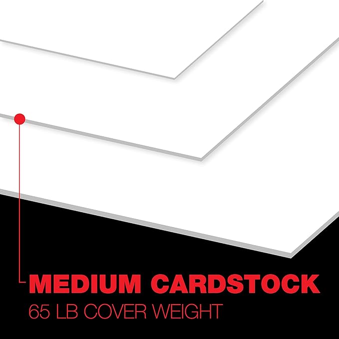 Accent Opaque White 8.5” x 11” Cardstock Paper, 65lb, 176gsm – 250 Sheets (1 Ream) – Premium Medium Weight Smooth Cardstock, Printer Paper for Invitations, Menus, Business Cards – 188560R
