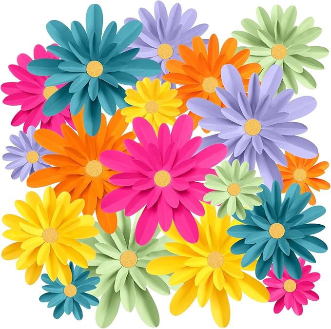 18 Pcs Paper Flowers Decorations for Wall DIY Flower Bulletin Board 3D Fiesta Paper Floral Backdrop Decoration for Photo Backdrop Classroom Back to School Party(Multicolor)