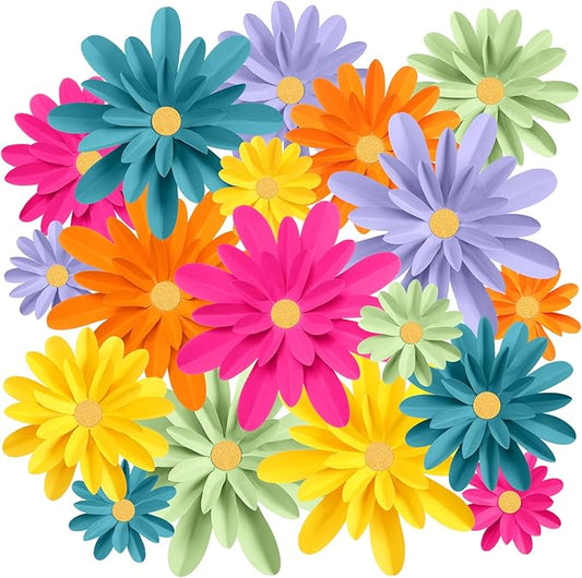 18 Pcs Paper Flowers Decorations for Wall DIY Flower Bulletin Board 3D Fiesta Paper Floral Backdrop Decoration for Photo Backdrop Classroom Back to School Party(Multicolor)
