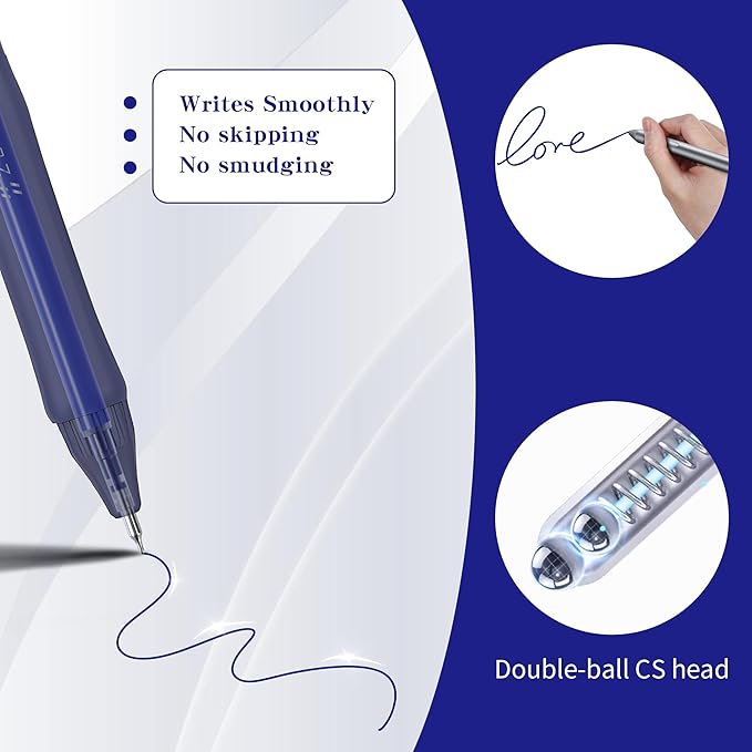 Gel Pen Refills 0.5MM for Click pens with Spring, Quick Drying Ink Pen Refills Smooth Writing pens for Journaling (Blue)