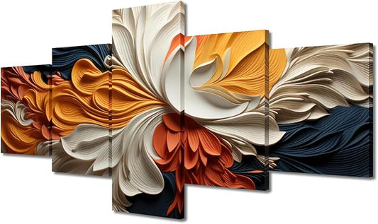 Wall Art Decor for Men Abstract Canvas Wall Art Modern Colored Strips of Paper Abstract Art Printing 5 Panel Canvas Poster Prints for Living Room Decor Stretched and Framed Ready to Hang 50x24 in