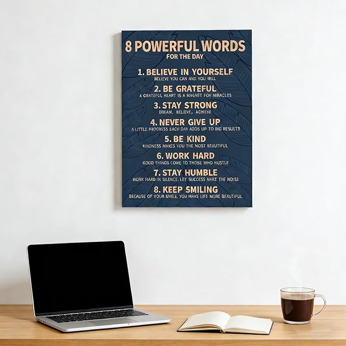 8 Rules Of Life Canvas Wall Art Motivational Office Painting Picture Wall Decor Inspirational Positive Sayings Poster Print Artwork for Suitable for Office School Library Decor 24x36 in Wrapped Canvas