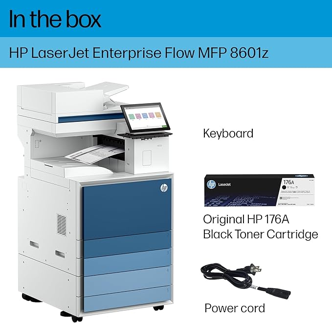 HP Laserjet Enterprise Flow 8601z Multifunction Monochrome Printer, Scanner, Copier, Duplex, Best for Office (9S185A)