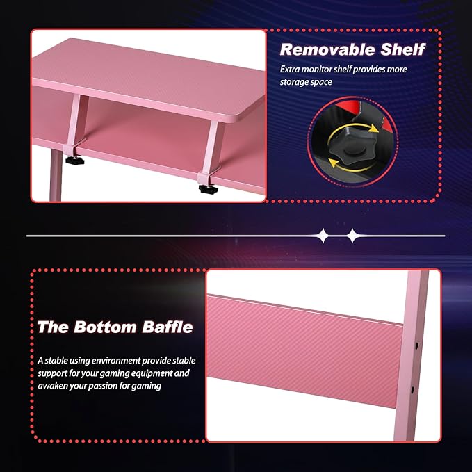 PayLessHere L Shaped Gaming Desk Corner Desk Computer Desk with Large Desktop Studying and Working and Gaming for Home and Work Place,Pink