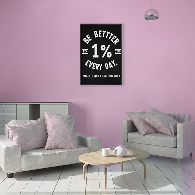 Inspirational Motivation 1% Better Every Day Canvas Poster Entrepreneur Success Life Saying Wall Art Hustle Inspiring Sign Prints Painting For Home Office Wall Decor 8x12in Framed