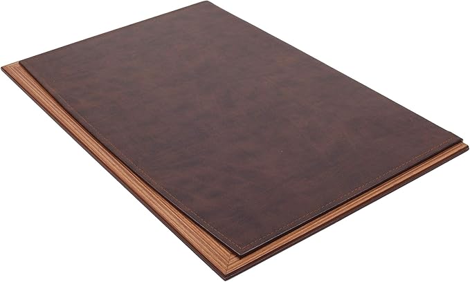MOOGCO Leather Desk Set - Walnut Wood Desk Set - Office Product - Home Office Accessories - Desk Supplies - 11 PCS (Brown)