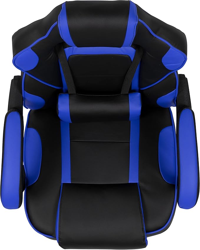 Flash Furniture X40 Gaming Chair Racing Ergonomic Computer Chair with Fully Reclining Back/Arms, Slide-Out Footrest, Massaging Lumbar - Black/Blue