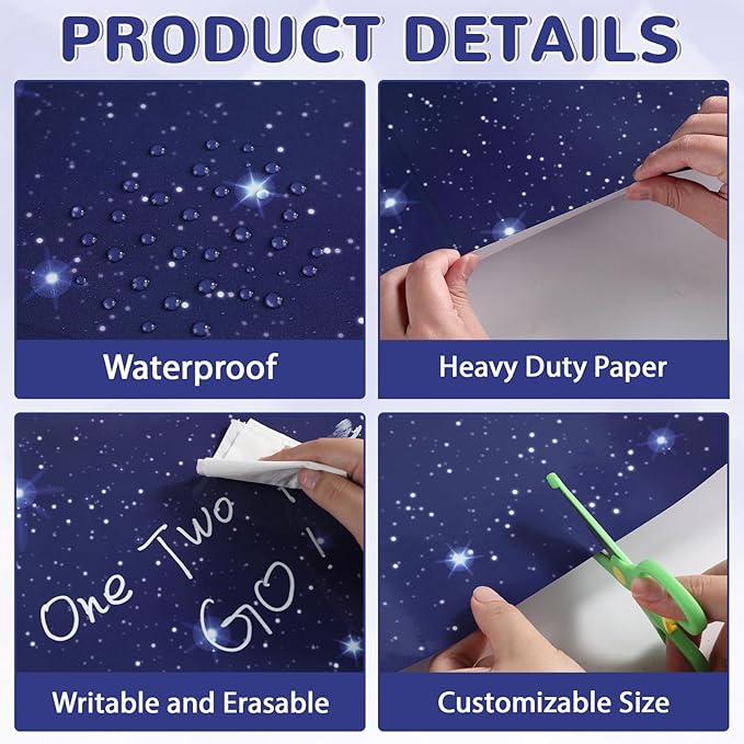 Outer Space Bulletin Board Paper Roll Night Sky Bulletin Board Background Paper Not Easy to Fade Bulletins Decorations for Back to School Poster Papers Arts Crafts Classroom Supply 15.8inx20ft