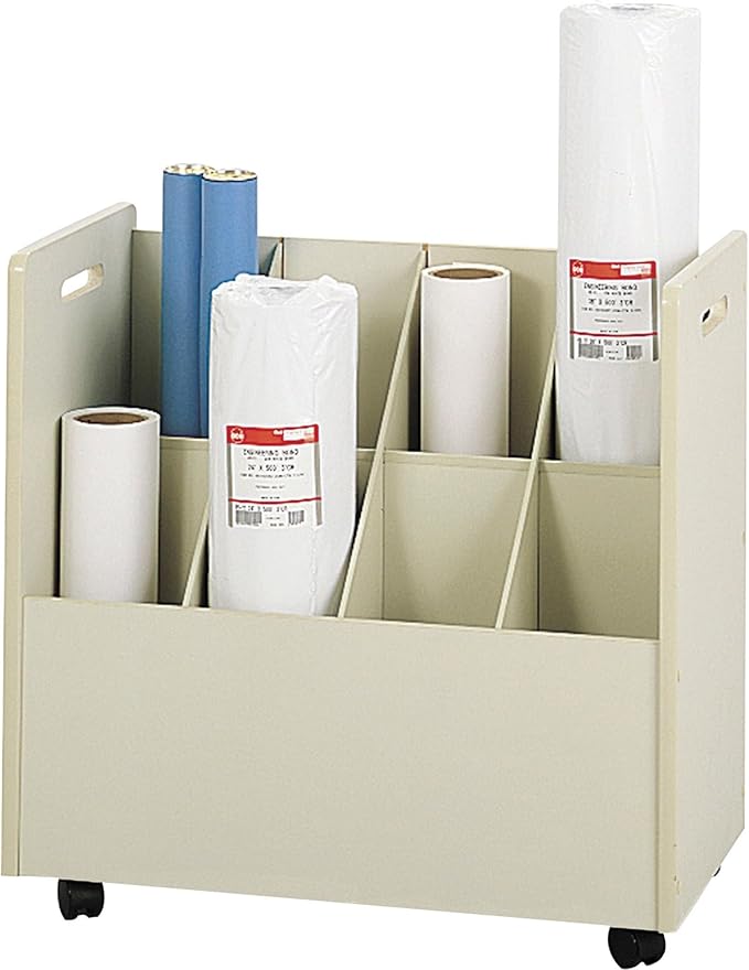 Safco 3045 Mobile Roll File, 8 Compartment, Putty