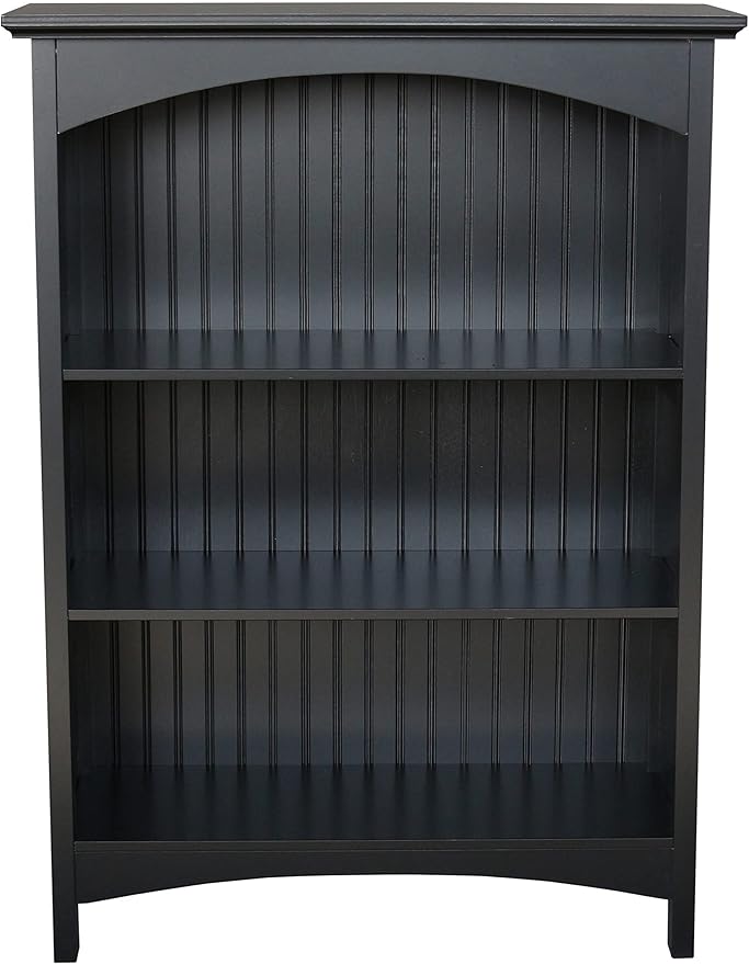 eHemco 3 Tier Bookcase with 2 Arched Supports, 40 Inches, Black
