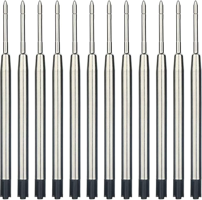 30 Pieces Replaceable Ballpoint Pen Refills 1.0mm Medium Point Metal Refill Smooth Writing Ball Point Pen Refills (Black Ink)