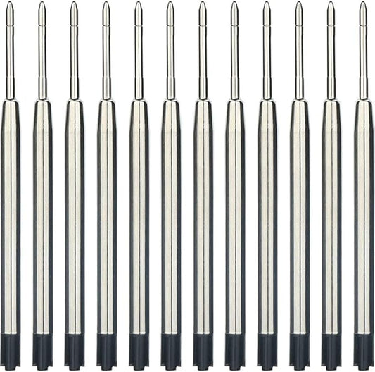 30 Pieces Replaceable Ballpoint Pen Refills 1.0mm Medium Point Metal Refill Smooth Writing Ball Point Pen Refills (Black Ink)