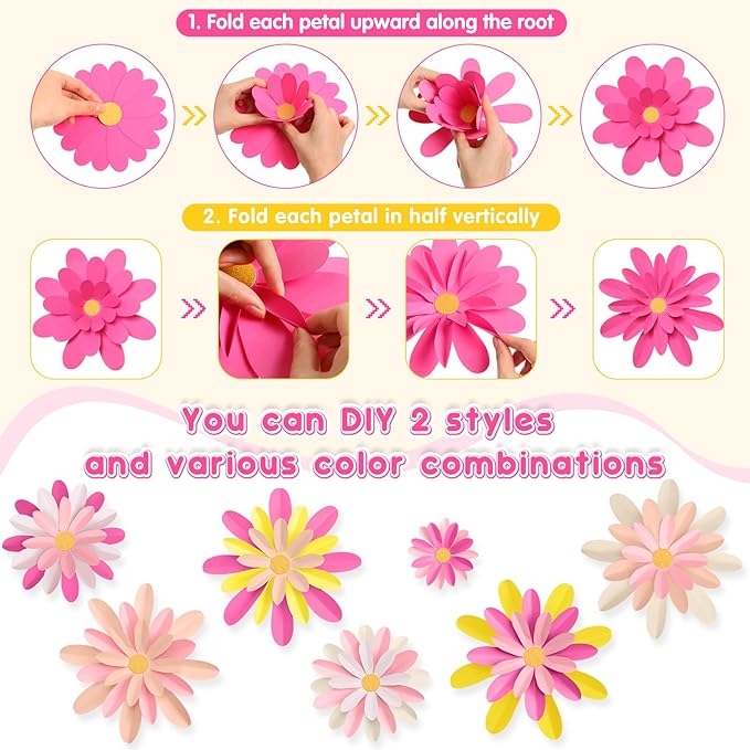 18 Pcs Paper Flowers Decorations for Wall DIY Flower Bulletin Board 3D Fiesta Paper Floral Backdrop Decoration for Photo Backdrop Classroom Back to School Party(Elegant Colors)
