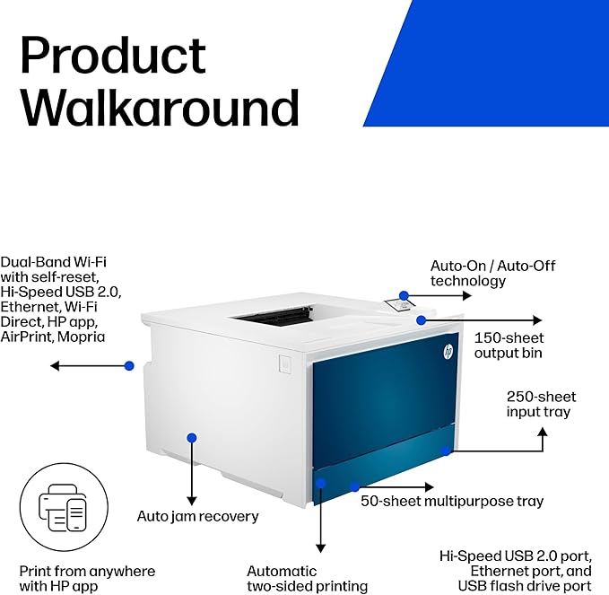 HP Color LaserJet Pro 4201dw Wireless Color Laser Printer, Best-for-Office (4RA86F)