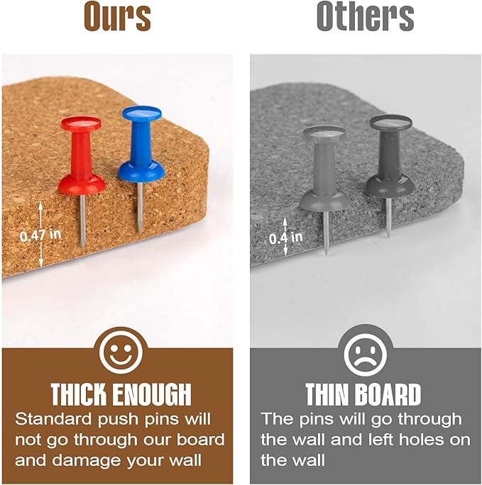 Cork Board Strips, 6 Pack 15 x 2 x 0.5 in Adhesive Cork Boards for Walls Office with 50 Push Pins for Paste Notes, Photos, Schedules, Photos