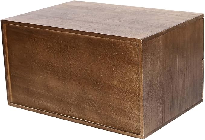 Wooden Desktop Organizer, 2 Drawers Tabletop Storage Box with Lock,Office Supplies A4 File Organizer,Walnut
