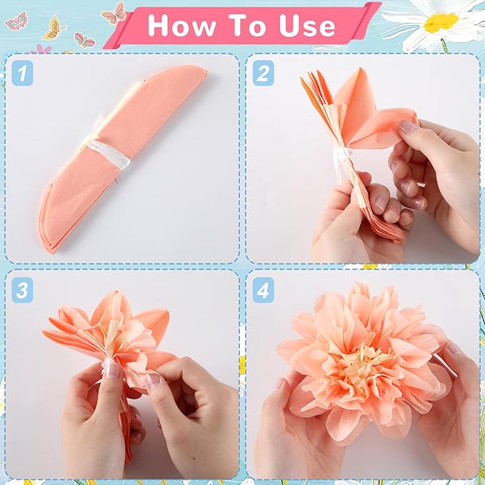 Summer Spring Bulletin Board Decorations Flower Bulletin Board Set with 3D Tissue Paper Pompoms Butterfly Cutouts We are Blooming Together Floral Decor for School Classroom Home Chalkboard Wall