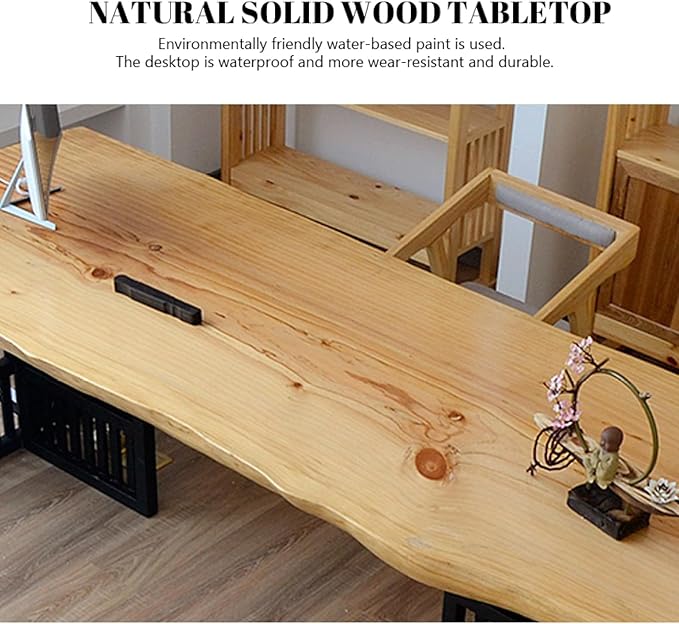Computer Desk 47-inch, Home Office Desk Simple Study Writing Desk Workstation Rustic Style Solid Wood Desk