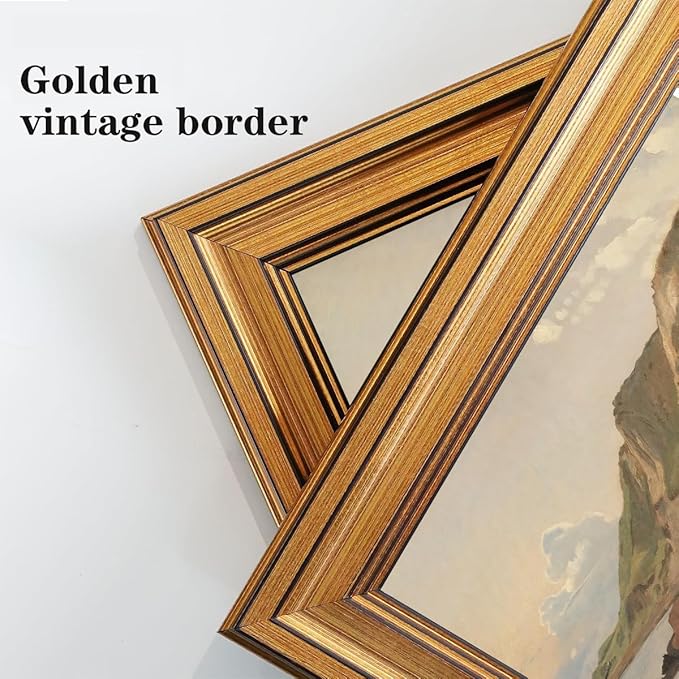 Gold Framed Wall Art Vintage Canvas Wall Art Coastal Landscape Natural Aesthetic Artwork Prints Picture for Living Room Bedroom Farmhouse Bathroom Office Decor, 8x10