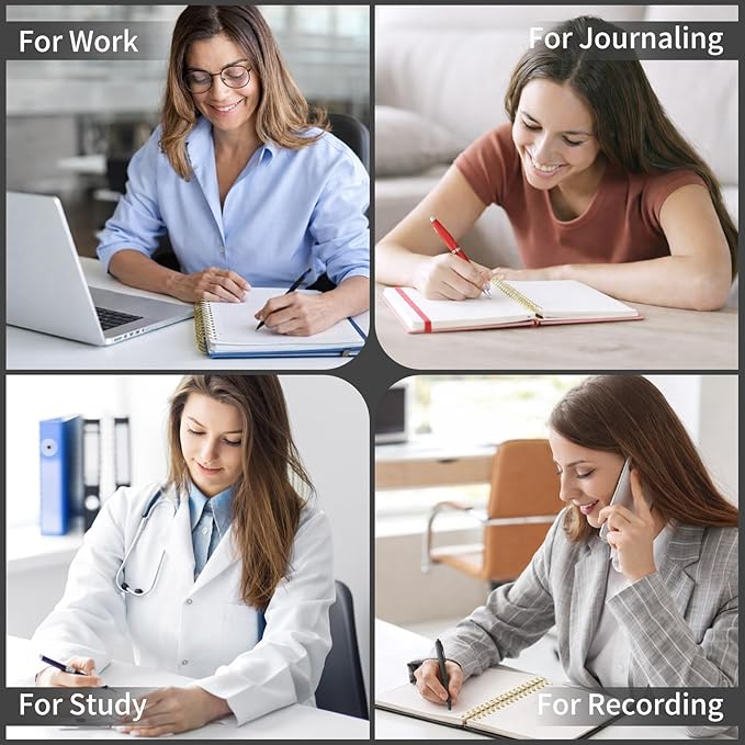 Spiral Notebook - 8.5 x 10.98 Inch Large Hard Cover Notebook with Elastic Band & Pocket, 252 Pages, Lay Flat Wirebound Journal for Work, School, Planning & Note Taking Black
