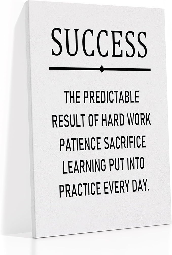 Inspirational Poster Wall Art Success Motivational Entrepreneur Quotes Print on Canvas Positive Motto Picture Painting Wall Decor for Modern Home Living Room Gym Stretched and Framed [24''Wx36''H]