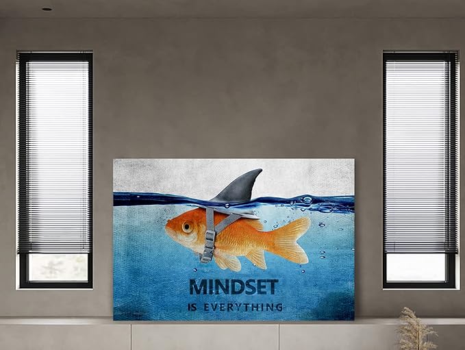 Yatsen Bridge Modern Inspirational Canvas Wall Art Mindset is Everything Motivational Quotes Office Wall Decor Entrepreneur Posters Framed Ready to Hang for Living Room Decor - 28''Hx44''W