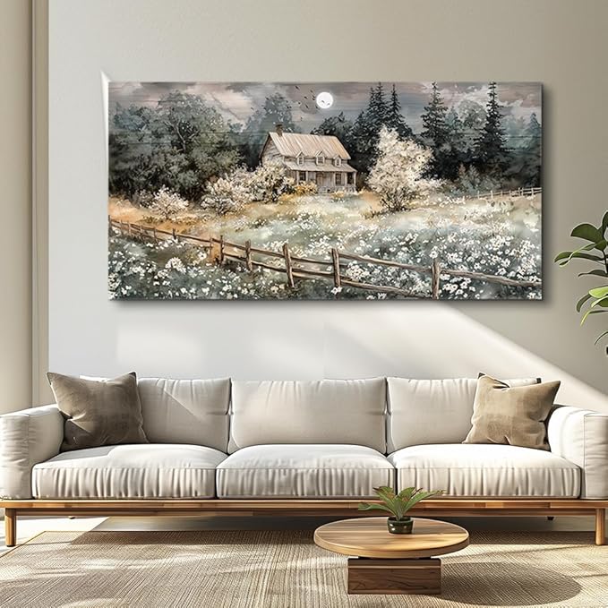 hyidecorart Wall Decor For Living Room Farmhouse Canvas Wall Art Nature Landscape Paintings Bedroom Decorations Rural Artwork Pictures Large Framed for Office Aesthetic Home Decor Ready To Hang