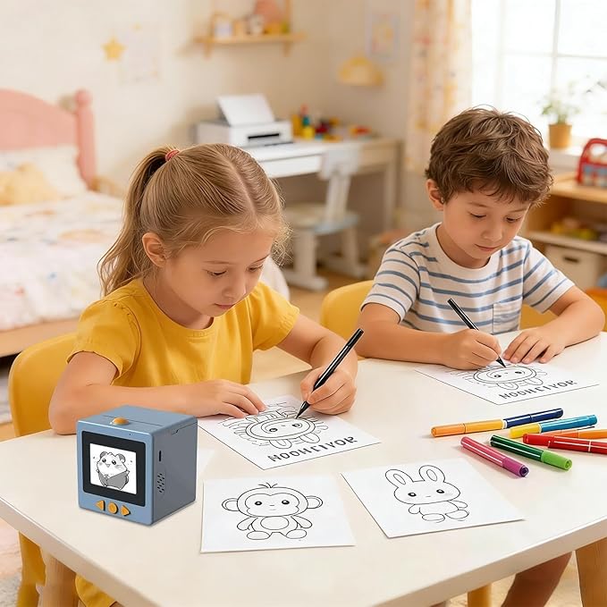 AI Voice Sticker Printer | Smart Mini Thermal Printer Box | AI Voice Control Label Sticker Maker Machine with Display | DIY Mini Photo Label Printers Smart Toy for Kids, Office & School