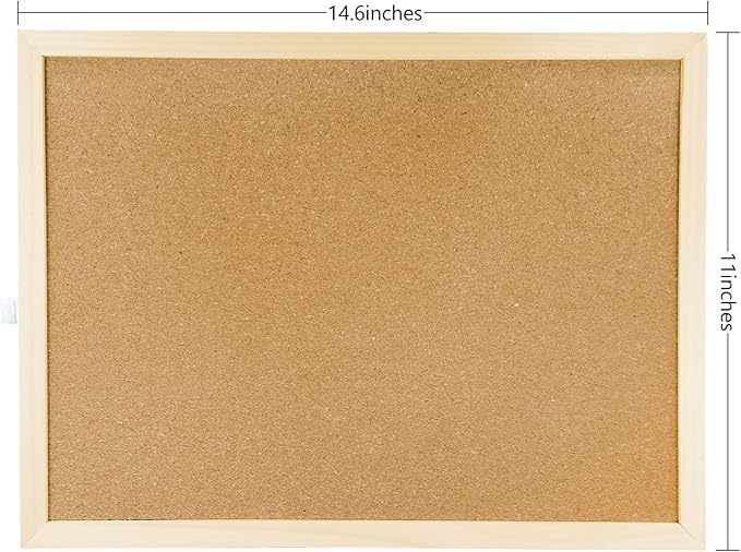 14.6 inches x 11 inches Frame Cork Board for Bulletin Board, Home Decor, Office, School, Message Board and Include Installation kit, Push pins.
