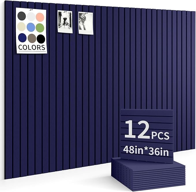 Large Bulletin Board 48"x36" Cork Boards for Walls, 12 Pack Felt Wall Panels Photo Board, Cork Board for Office Home Pin Board