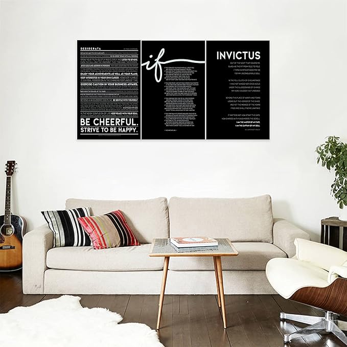 3 Piece Inspirational Wall Art, Black Background Sayings Picture, Quotes Motivational Canvas Prints for Office Decor, Triptych Entrepreneur Painting Framed Artwork for Home Wall Decor (48"Wx24" H)