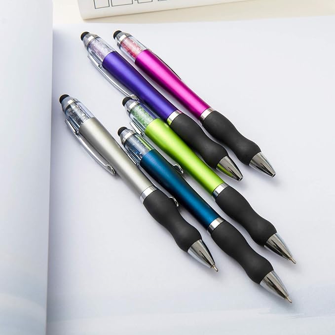 MiSiBao Ballpoint Writing Pens,14 pack (10 count+4 refills) with Stylus Tips 1mm Medium Point Pen Black Ink Pen Stylus Pens for iPads