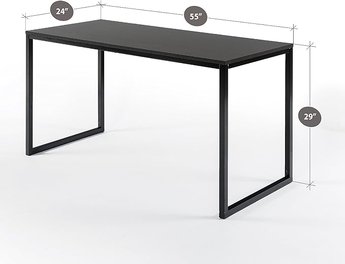 Zinus Jennifer 55 Inch Black Frame Desk/Computer Workstation/Office Desk/Easy Assembly, Deep Espresso