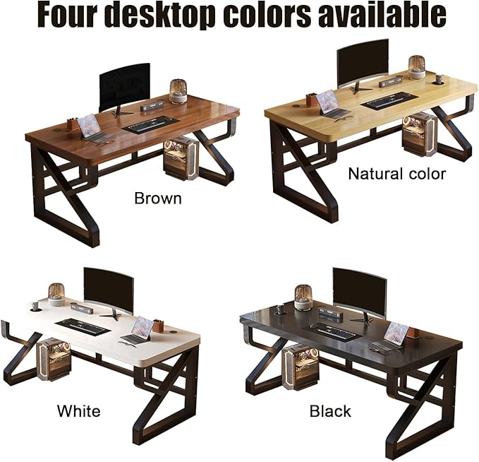 Office Desk，Computer Desk，Writing Desk Work Desk for Home Office, Study, Modern Simple Desk, Large legroom, Metal Frame(Black,55.1in*23.6in*29.5in)