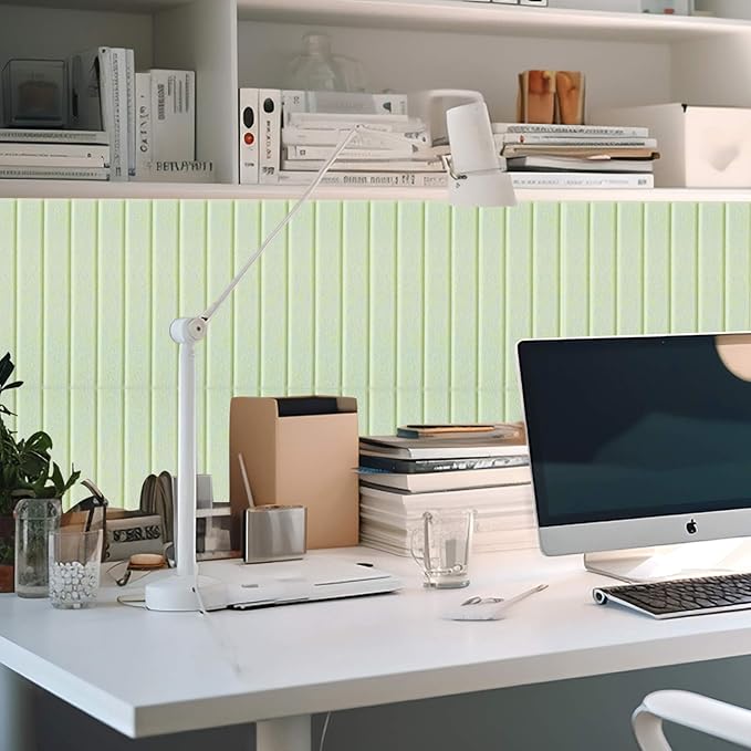 Honoson 12 Pack 47" x 35" Large Cork Board Alternative Felt Bulletin Board Wall Tiles with Safe Square Adhesive Large Roll Cork Tiles for Walls Organize Home Office Classroom Pin Panels(Sage Green)