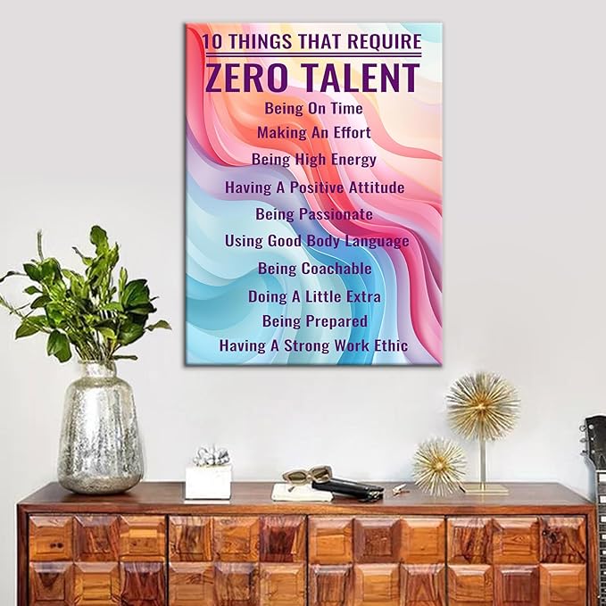 Motivational Canvas Poster Wall Art Inspirational Quotes Picture Print 10 Things that Require Zero Talent Picture Painting Artwork for Home Bedroom Office Wall Decoration Ready to Hang [18" W x 24" H]