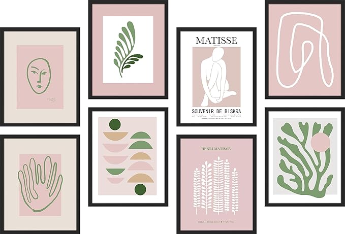 SIGNWIN Framed Poster Bathroom Decor 11"x14"x 8 Black, Wall Art Room Decor Multicolor for Living Room, Bedroom, Office Matisse Nude Dancer Geometric Pink Jungle Plant Nature Abstract Shapes