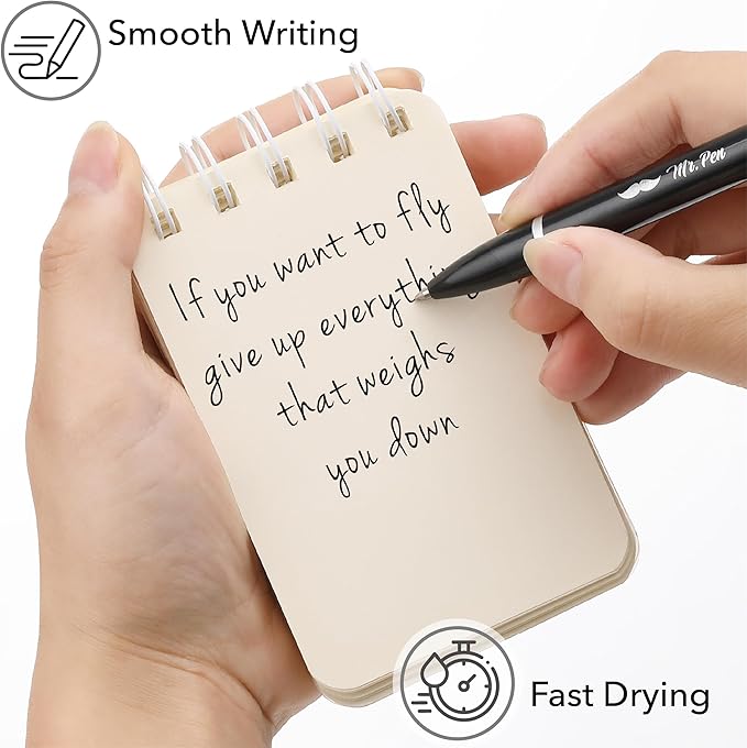 Mr. Pen- Metal Retractable Gel Pens, 2 Pack, Black Ink, 2 Refills, Fine Point 0.7 mm, Fast Dry, Smooth Writing, Cute Pens for Drawing, Writing Planner and School Supplies