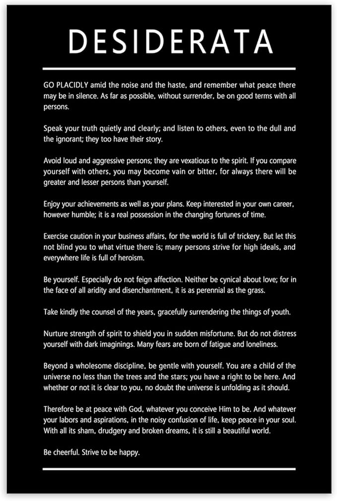 Desiderata Inspirational Canvas Wall Art Entrepreneur Quotes Motivational Posters Picture Prints Canvas Modern Home Decor Painting Artwork for Office Stretched and Framed Ready to Hang [12''W x 18''H]