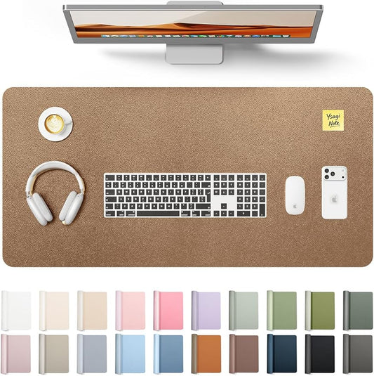 YSAGi Leather Desk Protector, Office Mat, Large Mouse Mat, Non-Slip PU Leather Blotter, Laptop Desk, Waterproof Writing Pad for Office and Home (Bronze, 35.4" x 17")